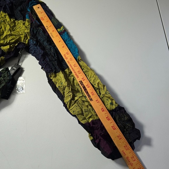 Liv by Habitat Top Women’s Medium Colorful‎ Crinkle Button Up Art to Wear NWT - Picture 13 of 14